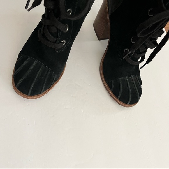 Ugg “Jaxon” black suede Boots, shearling cuff, block heel -6.5 - Picture 5 of 10